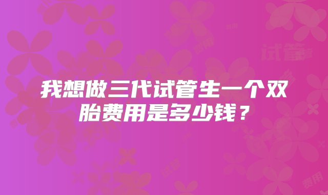 我想做三代试管生一个双胎费用是多少钱？