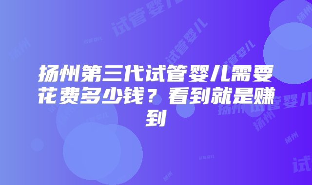 扬州第三代试管婴儿需要花费多少钱？看到就是赚到