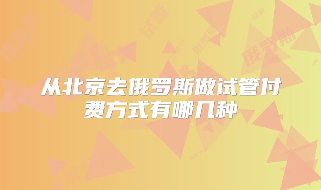 从北京去俄罗斯做试管付费方式有哪几种