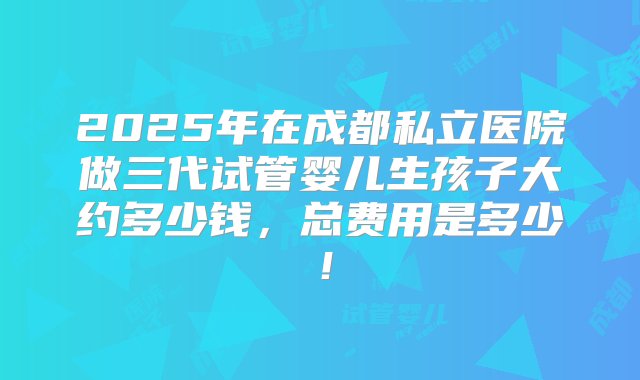 2025年在成都私立医院做三代试管婴儿生孩子大约多少钱，总费用是多少！