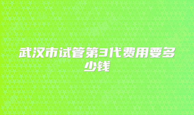 武汉市试管第3代费用要多少钱