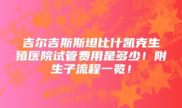 吉尔吉斯斯坦比什凯克生殖医院试管费用是多少！附生子流程一览！