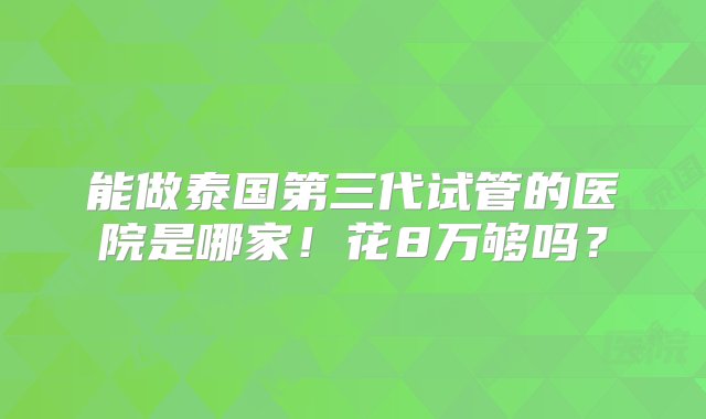 能做泰国第三代试管的医院是哪家！花8万够吗？