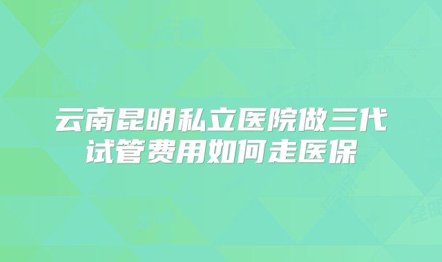 云南昆明私立医院做三代试管费用如何走医保