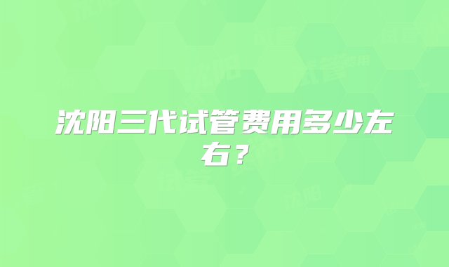 沈阳三代试管费用多少左右？