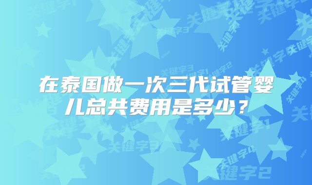 在泰国做一次三代试管婴儿总共费用是多少？