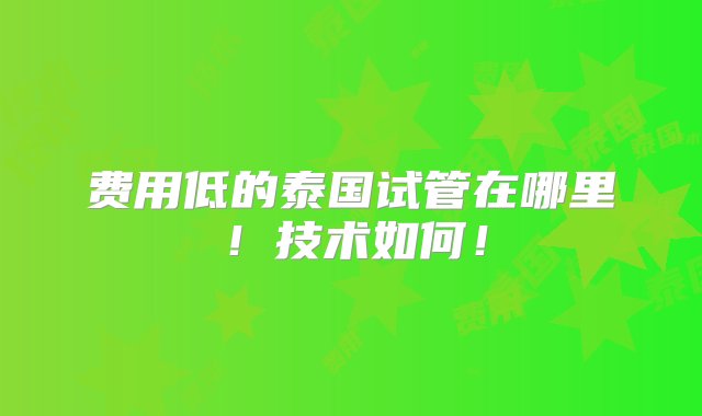 费用低的泰国试管在哪里！技术如何！