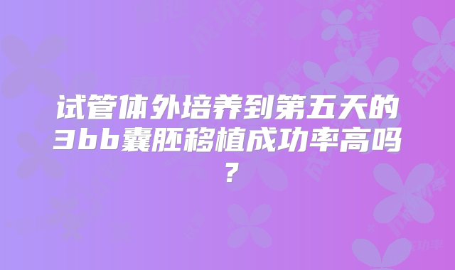 试管体外培养到第五天的3bb囊胚移植成功率高吗？