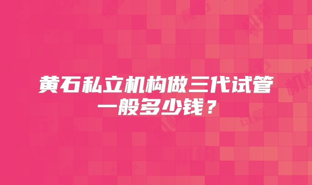 黄石私立机构做三代试管一般多少钱？