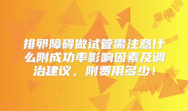 排卵障碍做试管需注意什么附成功率影响因素及调治建议，附费用多少！