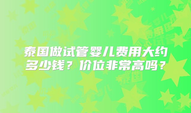 泰国做试管婴儿费用大约多少钱？价位非常高吗？