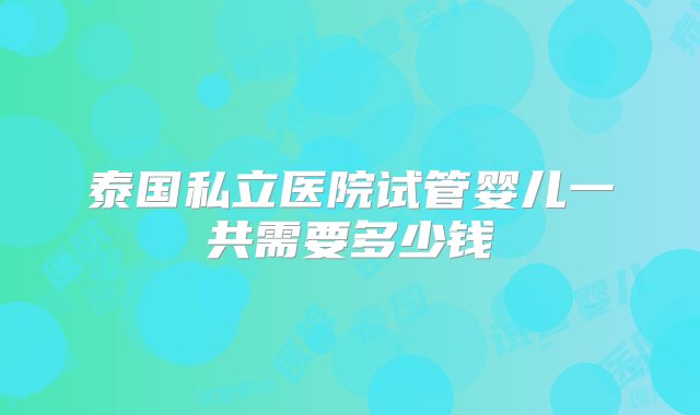 泰国私立医院试管婴儿一共需要多少钱