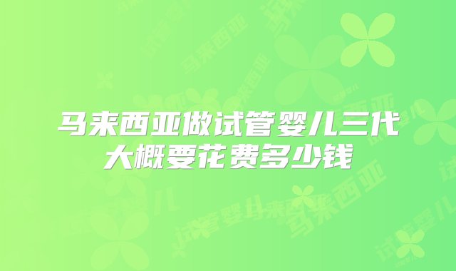 马来西亚做试管婴儿三代大概要花费多少钱