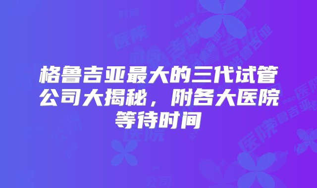 格鲁吉亚最大的三代试管公司大揭秘，附各大医院等待时间