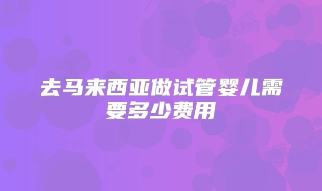 去马来西亚做试管婴儿需要多少费用