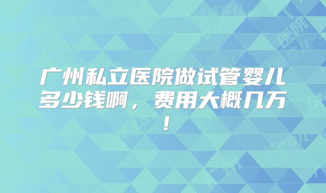 广州私立医院做试管婴儿多少钱啊，费用大概几万！