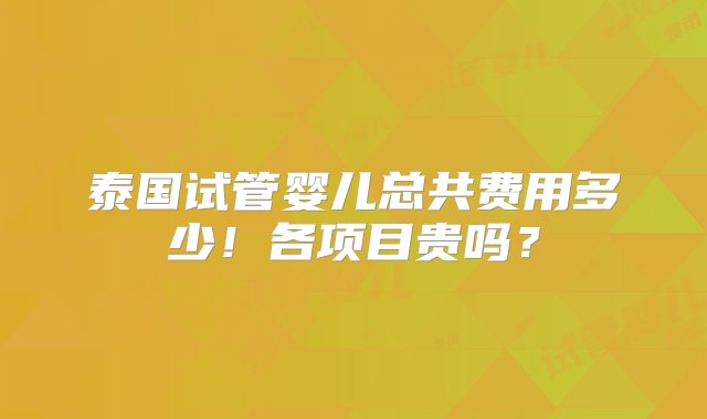 泰国试管婴儿总共费用多少！各项目贵吗？