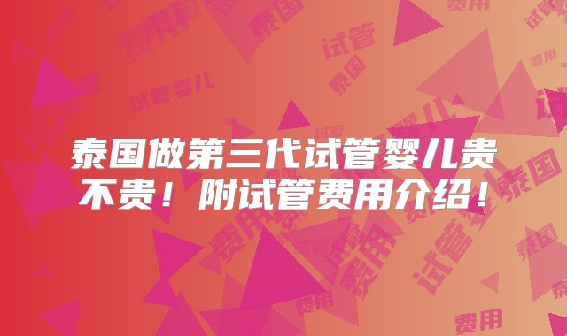 泰国做第三代试管婴儿贵不贵！附试管费用介绍！