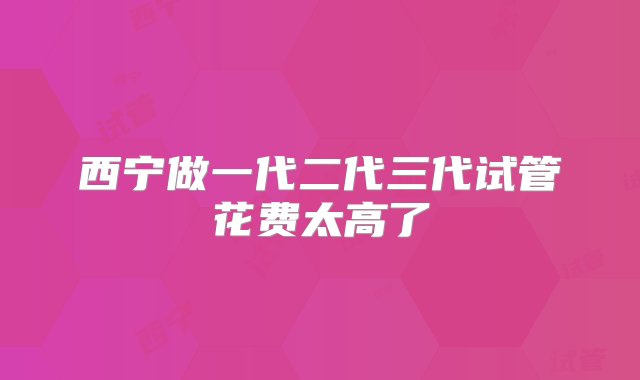 西宁做一代二代三代试管花费太高了