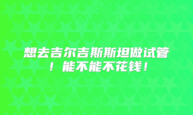 想去吉尔吉斯斯坦做试管！能不能不花钱！