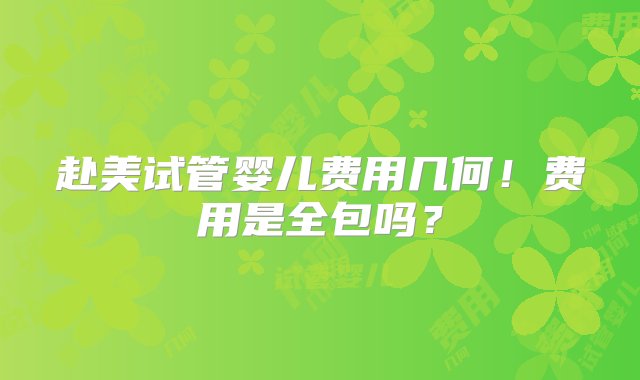 赴美试管婴儿费用几何！费用是全包吗？