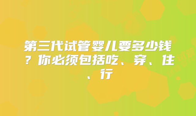 第三代试管婴儿要多少钱？你必须包括吃、穿、住、行