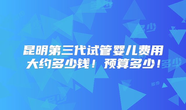 昆明第三代试管婴儿费用大约多少钱！预算多少！