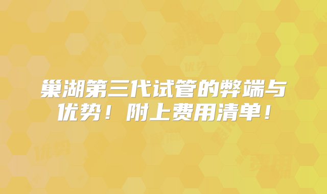 巢湖第三代试管的弊端与优势！附上费用清单！