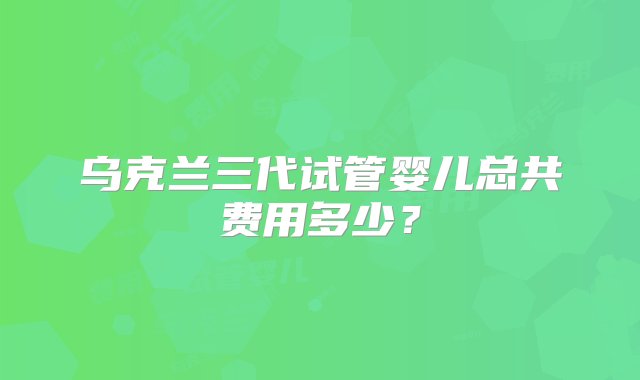 乌克兰三代试管婴儿总共费用多少？