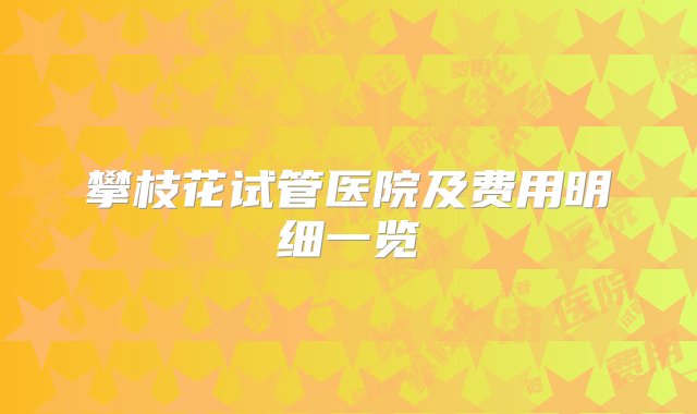 攀枝花试管医院及费用明细一览