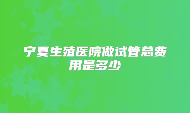 宁夏生殖医院做试管总费用是多少