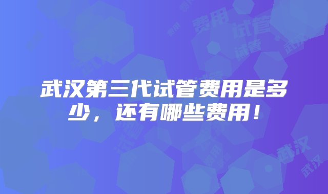 武汉第三代试管费用是多少，还有哪些费用！