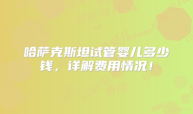 哈萨克斯坦试管婴儿多少钱，详解费用情况！