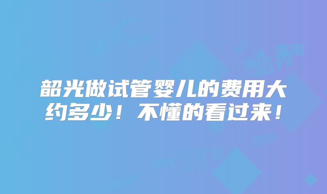 韶光做试管婴儿的费用大约多少！不懂的看过来！