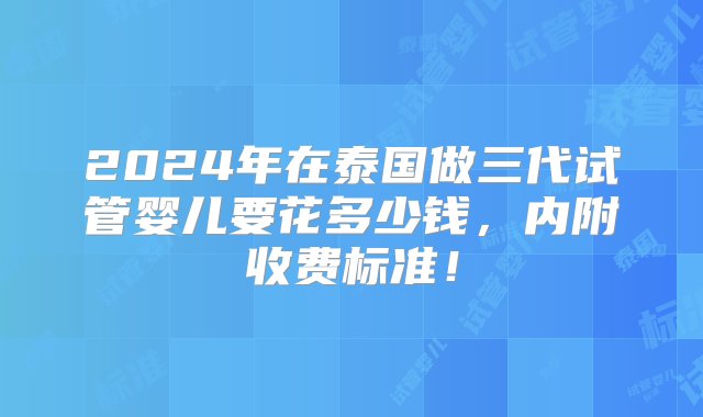 2024年在泰国做三代试管婴儿要花多少钱，内附收费标准！