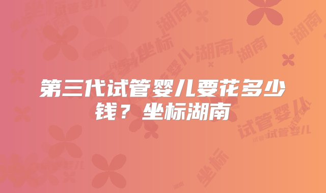 第三代试管婴儿要花多少钱？坐标湖南