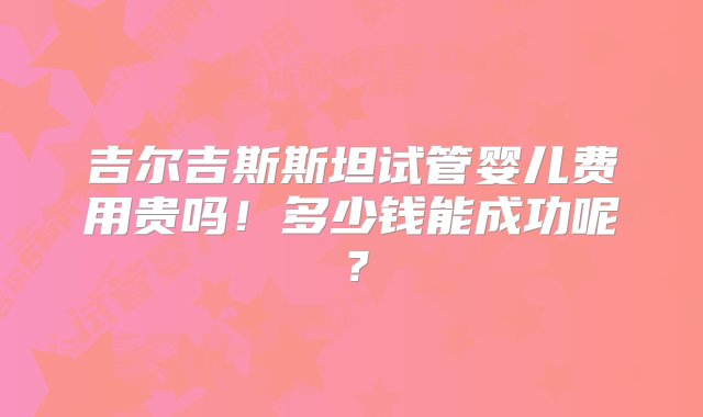 吉尔吉斯斯坦试管婴儿费用贵吗！多少钱能成功呢？