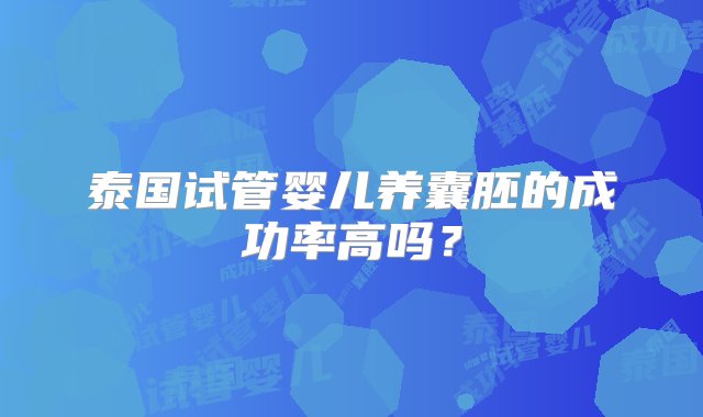 泰国试管婴儿养囊胚的成功率高吗？