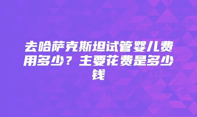 去哈萨克斯坦试管婴儿费用多少？主要花费是多少钱