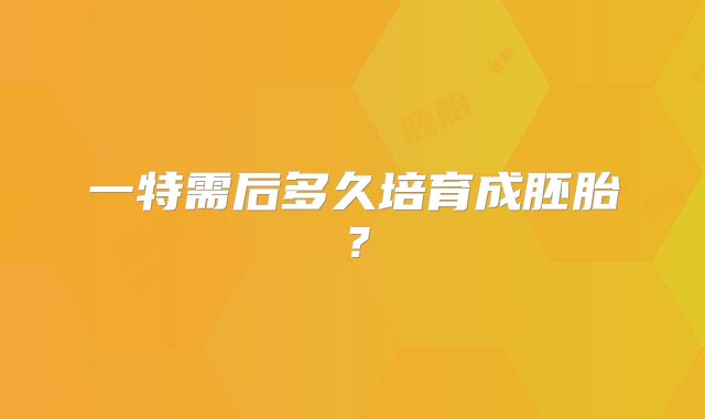 一特需后多久培育成胚胎？