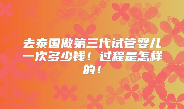 去泰国做第三代试管婴儿一次多少钱！过程是怎样的！