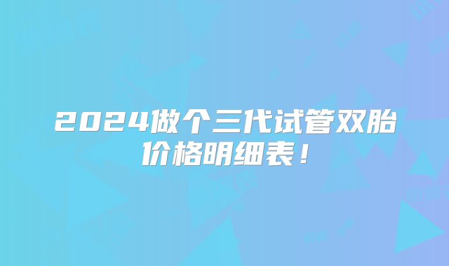 2024做个三代试管双胎价格明细表！