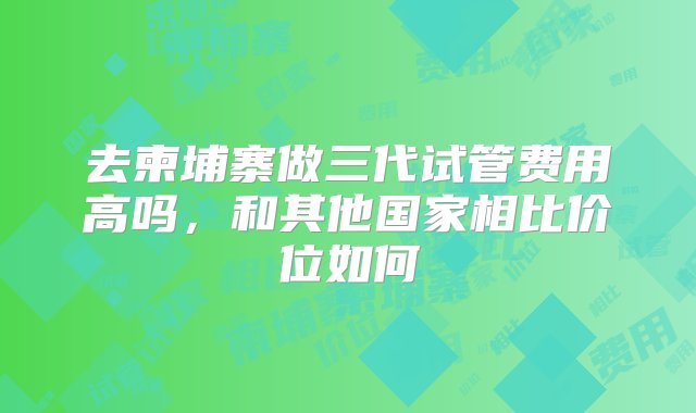 去柬埔寨做三代试管费用高吗，和其他国家相比价位如何