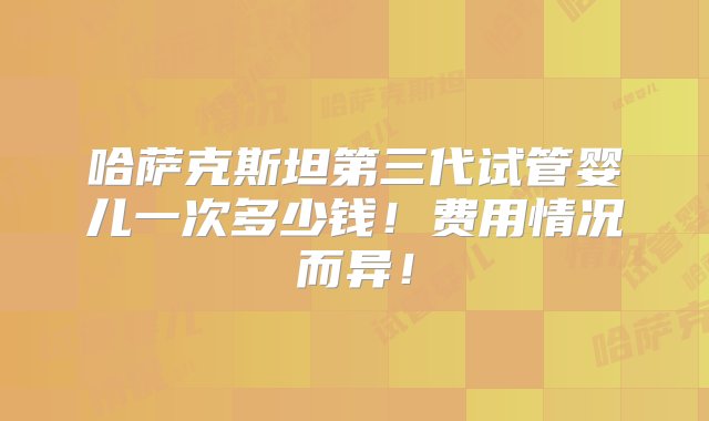 哈萨克斯坦第三代试管婴儿一次多少钱！费用情况而异！