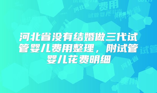 河北省没有结婚做三代试管婴儿费用整理，附试管婴儿花费明细