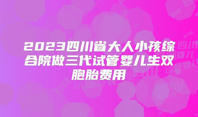 2023四川省大人小孩综合院做三代试管婴儿生双胞胎费用