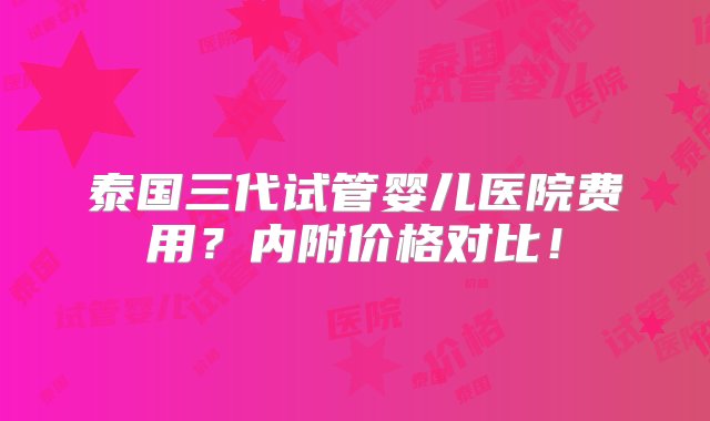 泰国三代试管婴儿医院费用？内附价格对比！