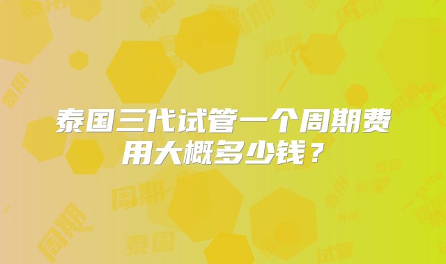 泰国三代试管一个周期费用大概多少钱？