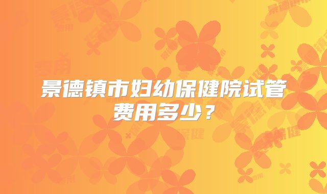 景德镇市妇幼保健院试管费用多少？