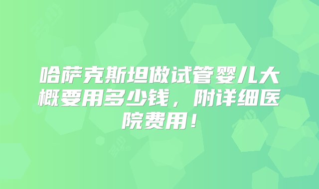 哈萨克斯坦做试管婴儿大概要用多少钱，附详细医院费用！